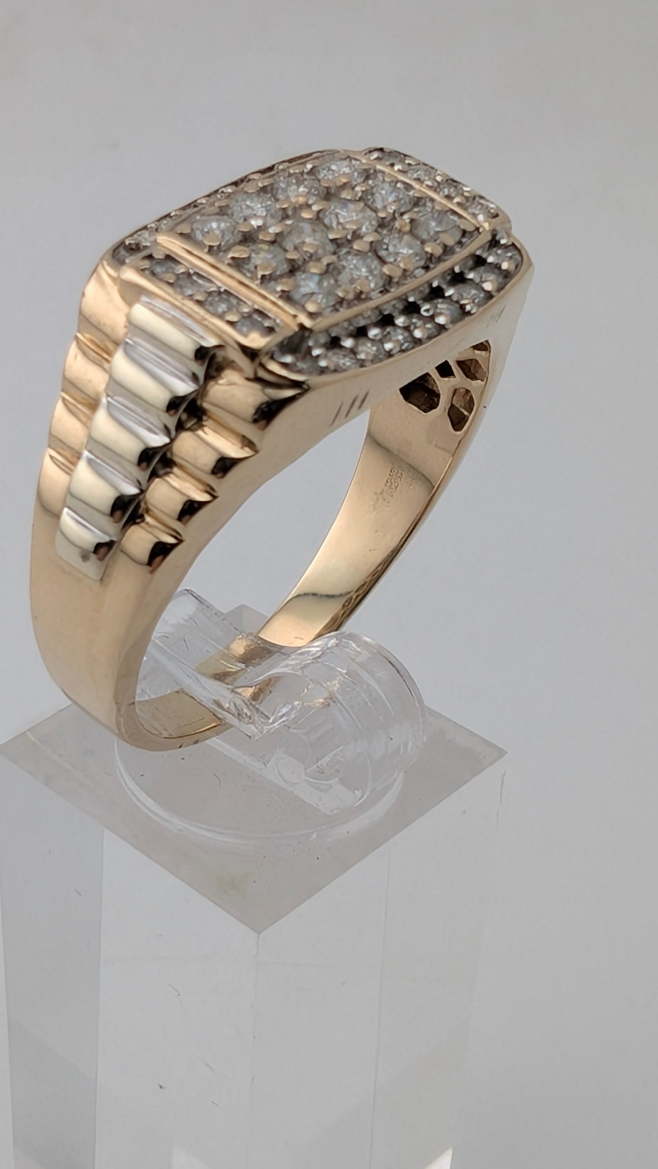 10K Gold Men's 1.00 TDW Genuine Diamond Ring Size 15 Heavy 9.5g Statement Ring