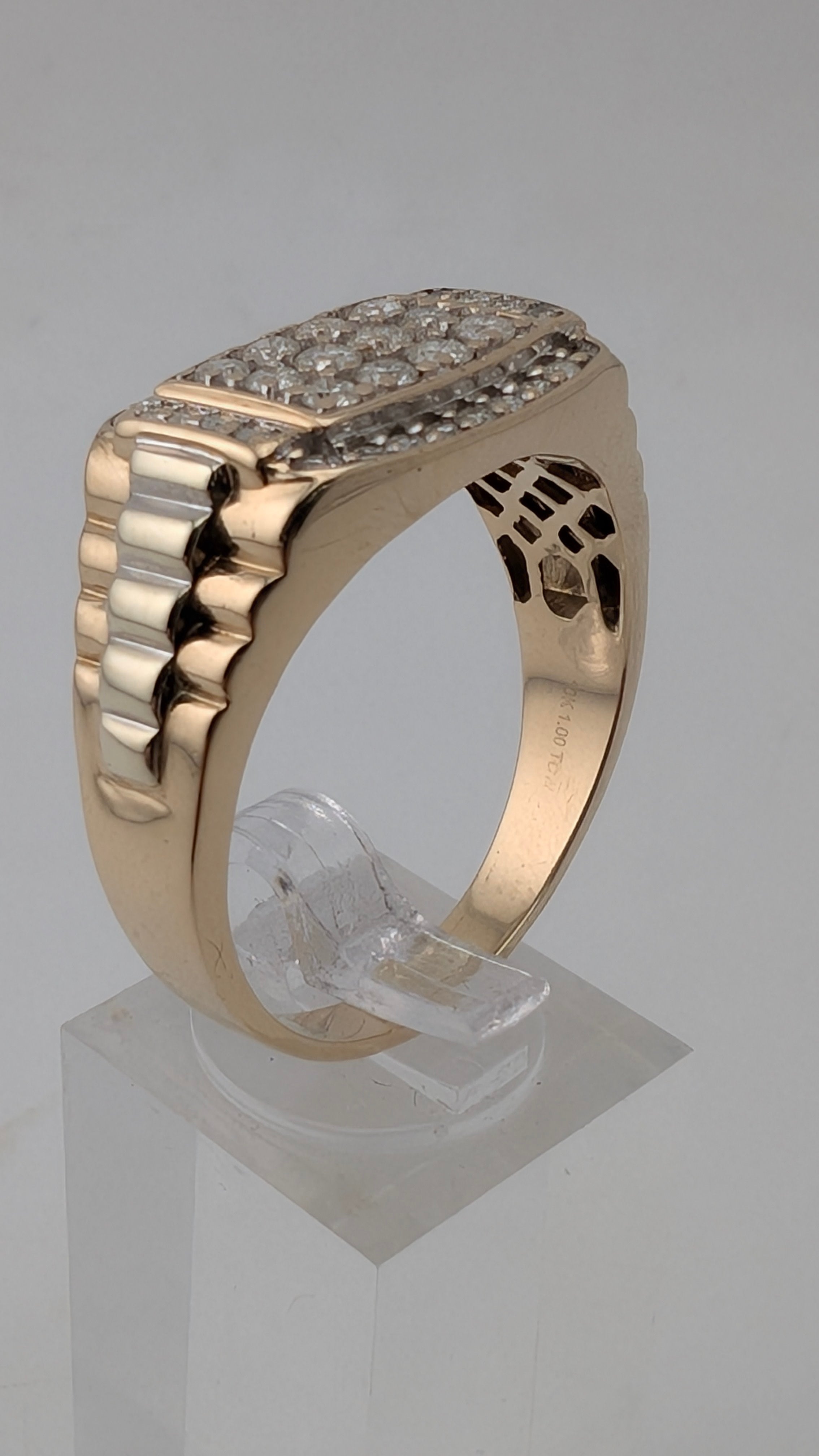 10K Gold Men's 1.00 TDW Genuine Diamond Ring Size 15 Heavy 9.5g Statement Ring