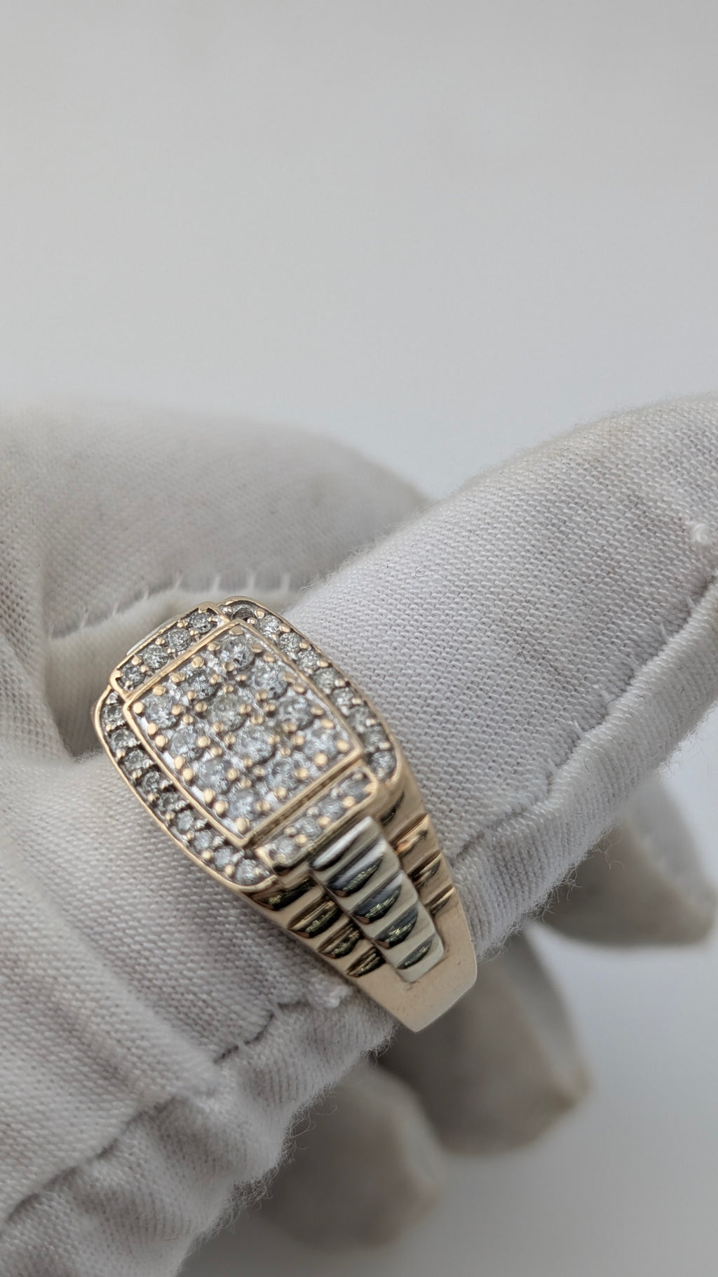 10K Gold Men's 1.00 TDW Genuine Diamond Ring Size 15 Heavy 9.5g Statement Ring