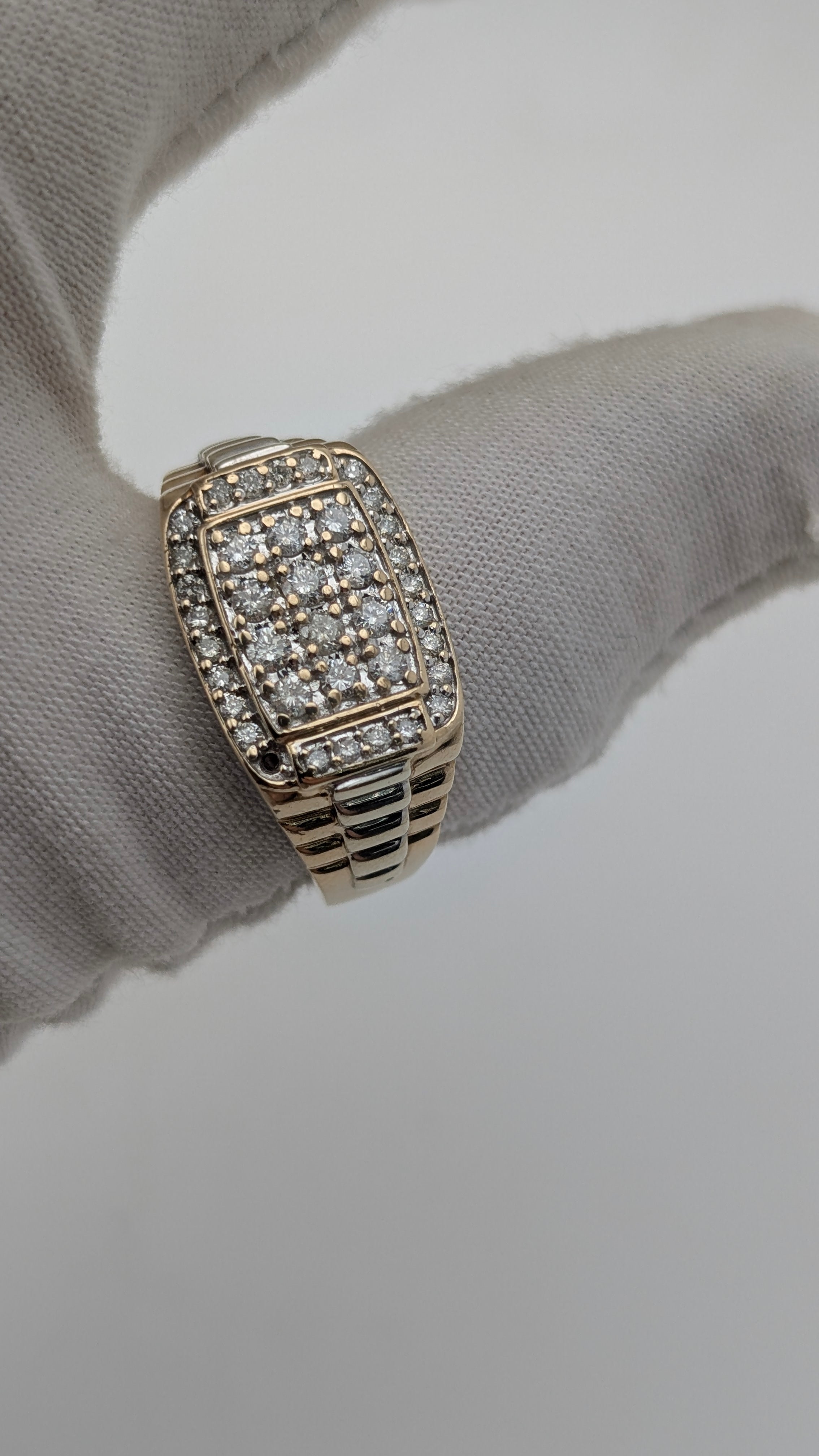 10K Gold Men's 1.00 TDW Genuine Diamond Ring Size 15 Heavy 9.5g Statement Ring