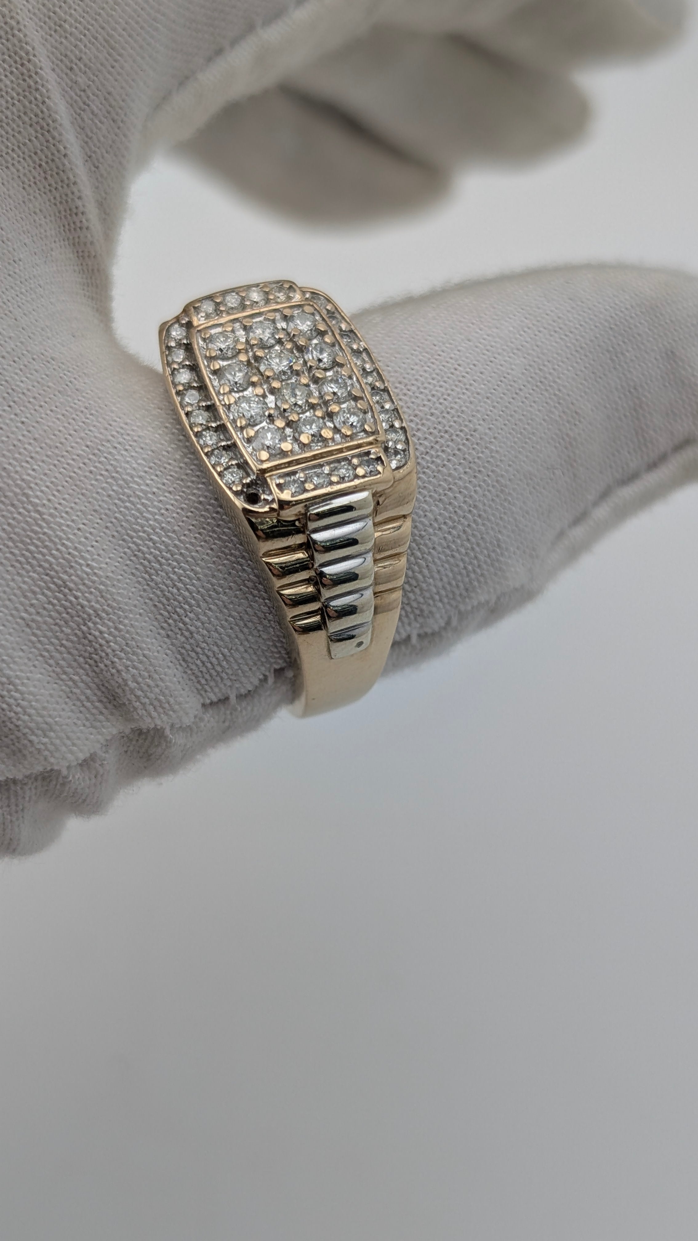 10K Gold Men's 1.00 TDW Genuine Diamond Ring Size 15 Heavy 9.5g Statement Ring