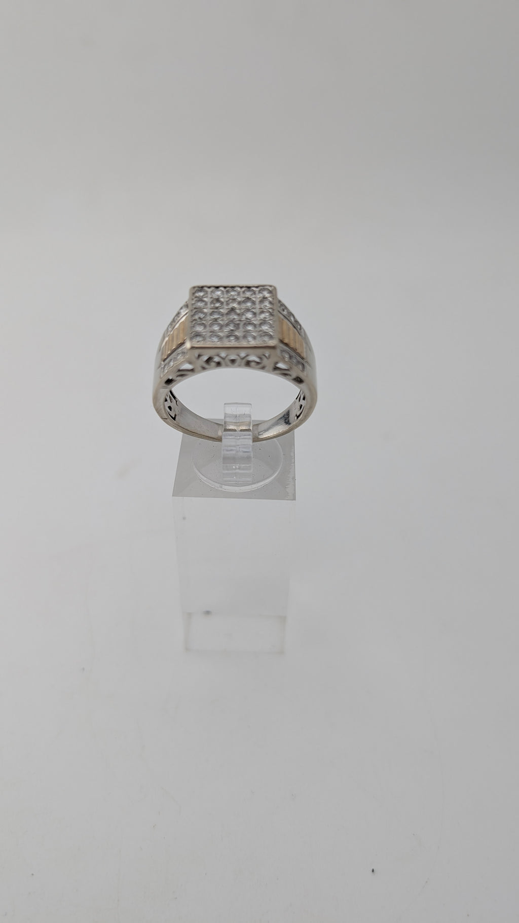 Heavy 10K White Gold Men's Genuine Diamond Ring Size 11½ – 8.23g