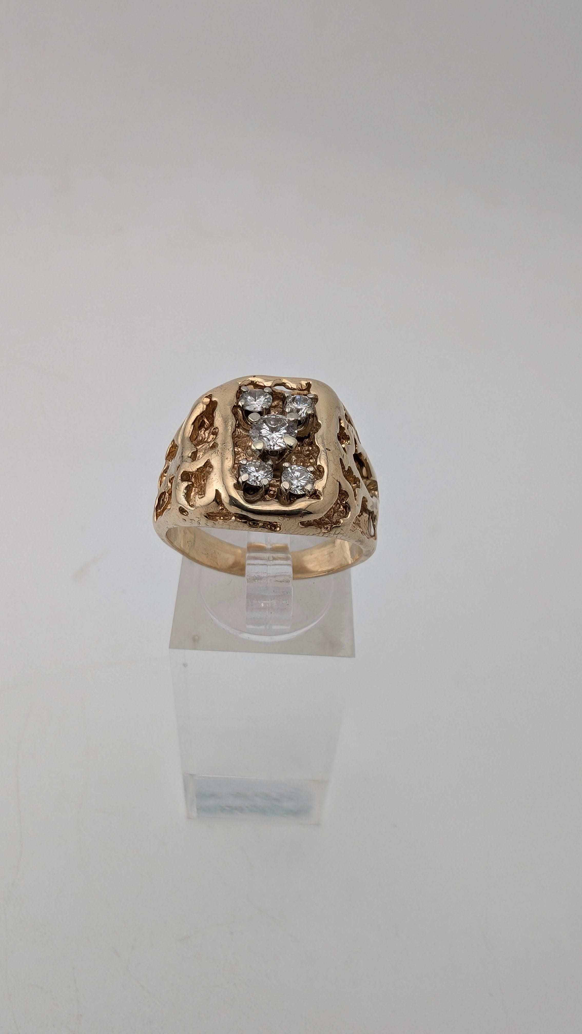 Vintage Custom-Style Diamond Ring – XRF Tested 13.5K Gold – 9.0g – Size 8½