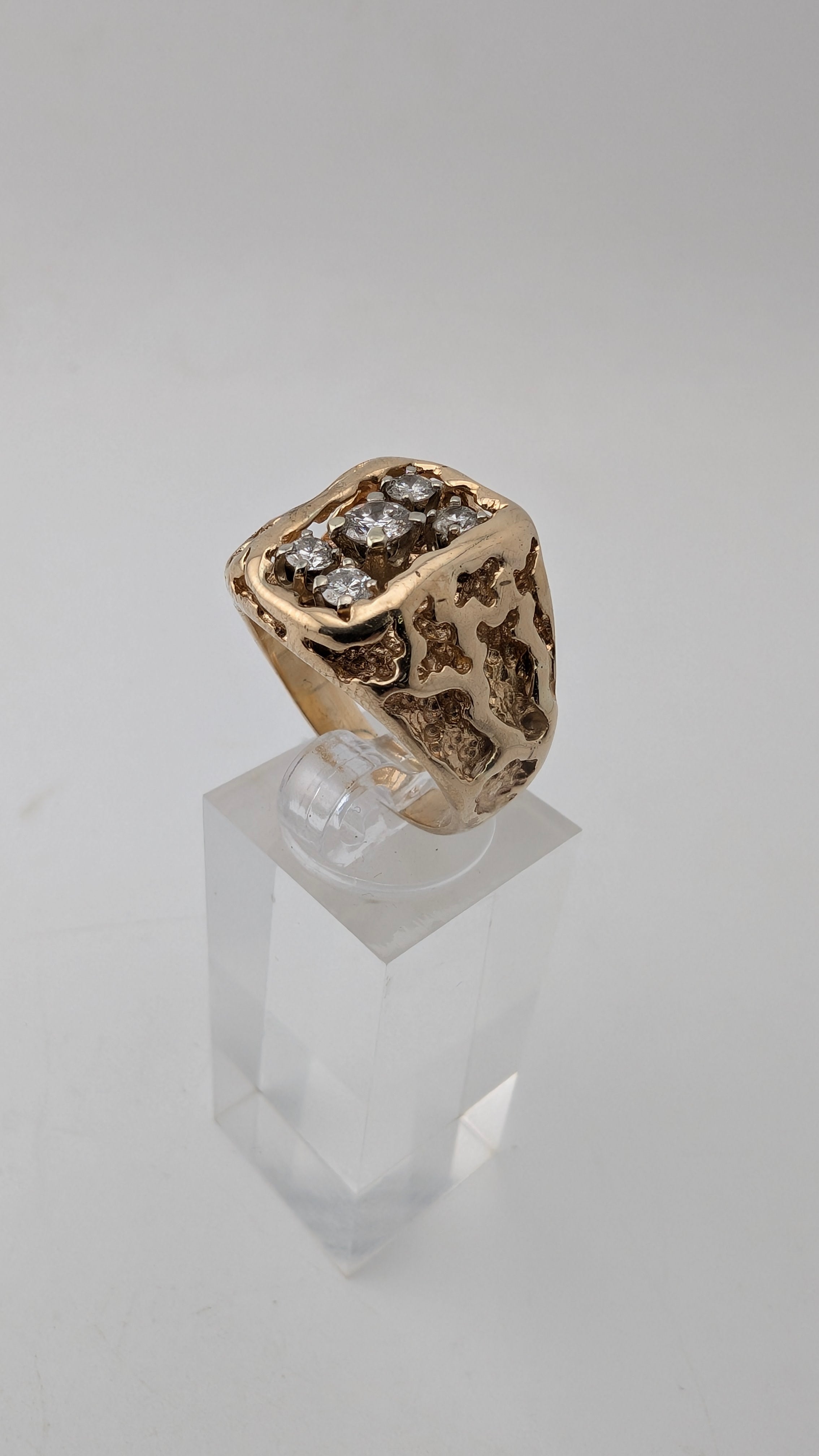 Vintage Custom-Style Diamond Ring – XRF Tested 13.5K Gold – 9.0g – Size 8½
