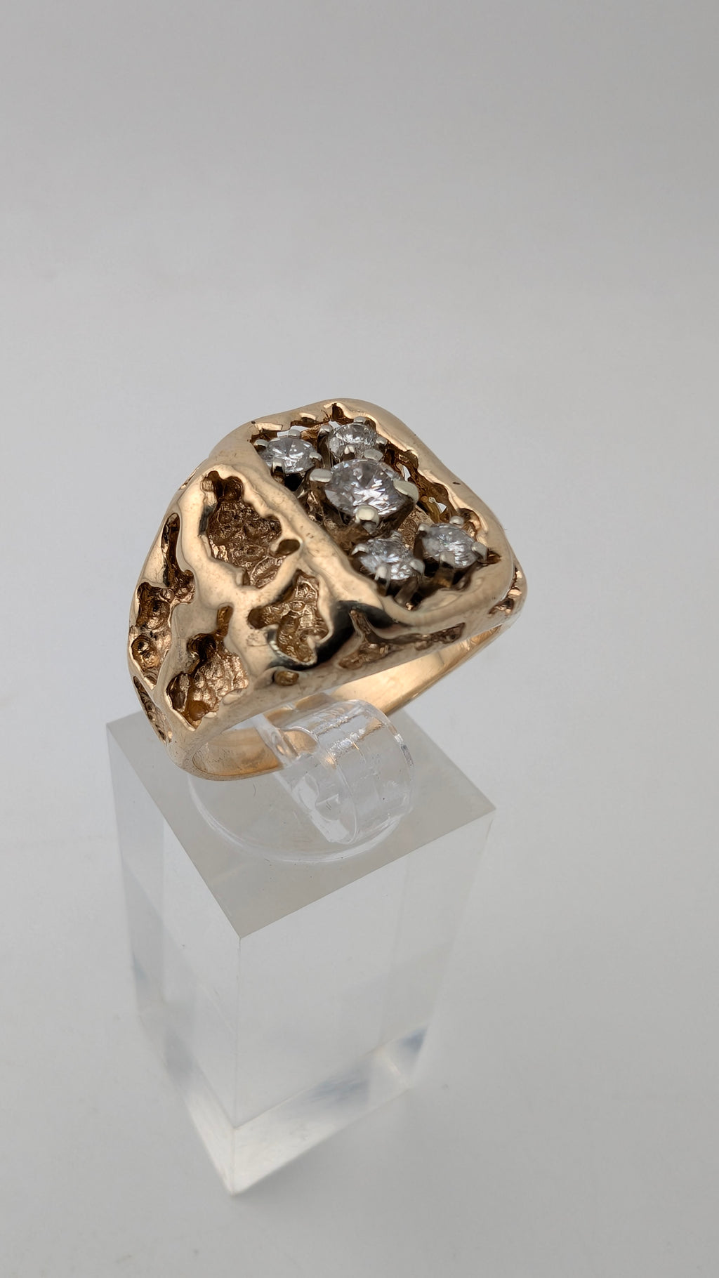 Vintage Custom-Style Diamond Ring – XRF Tested 13.5K Gold – 9.0g – Size 8½