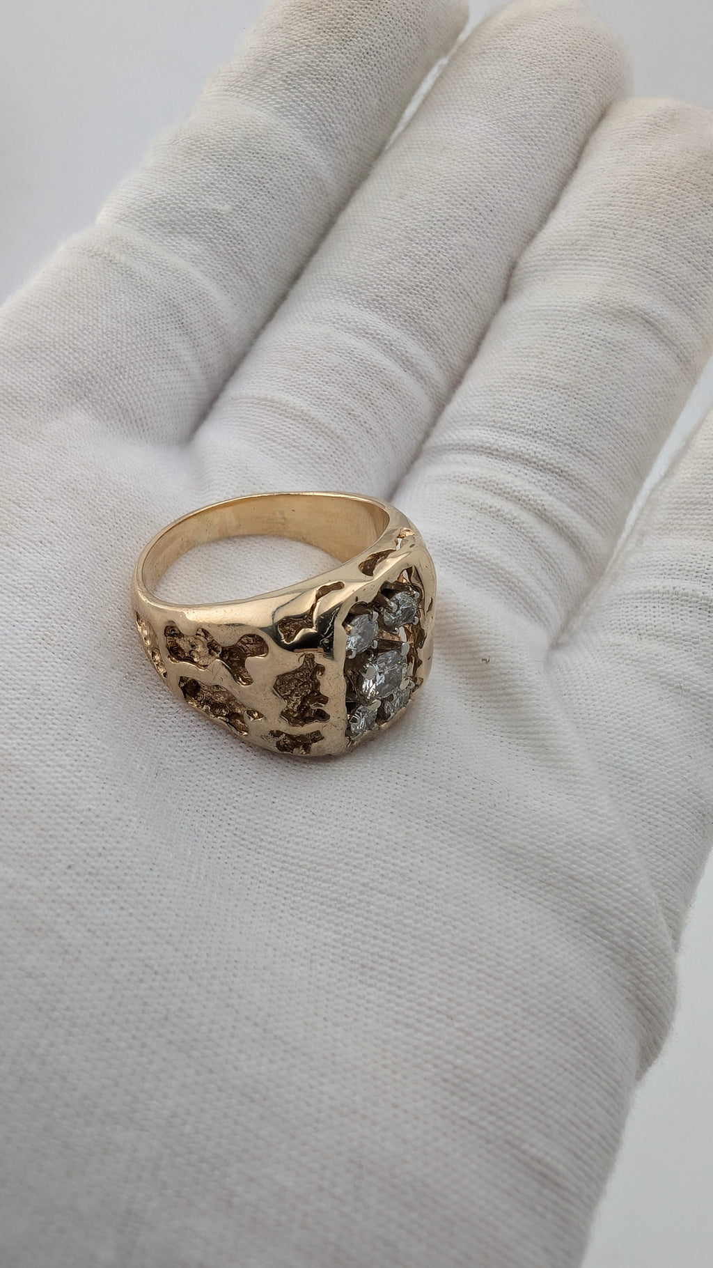 Vintage Custom-Style Diamond Ring – XRF Tested 13.5K Gold – 9.0g – Size 8½