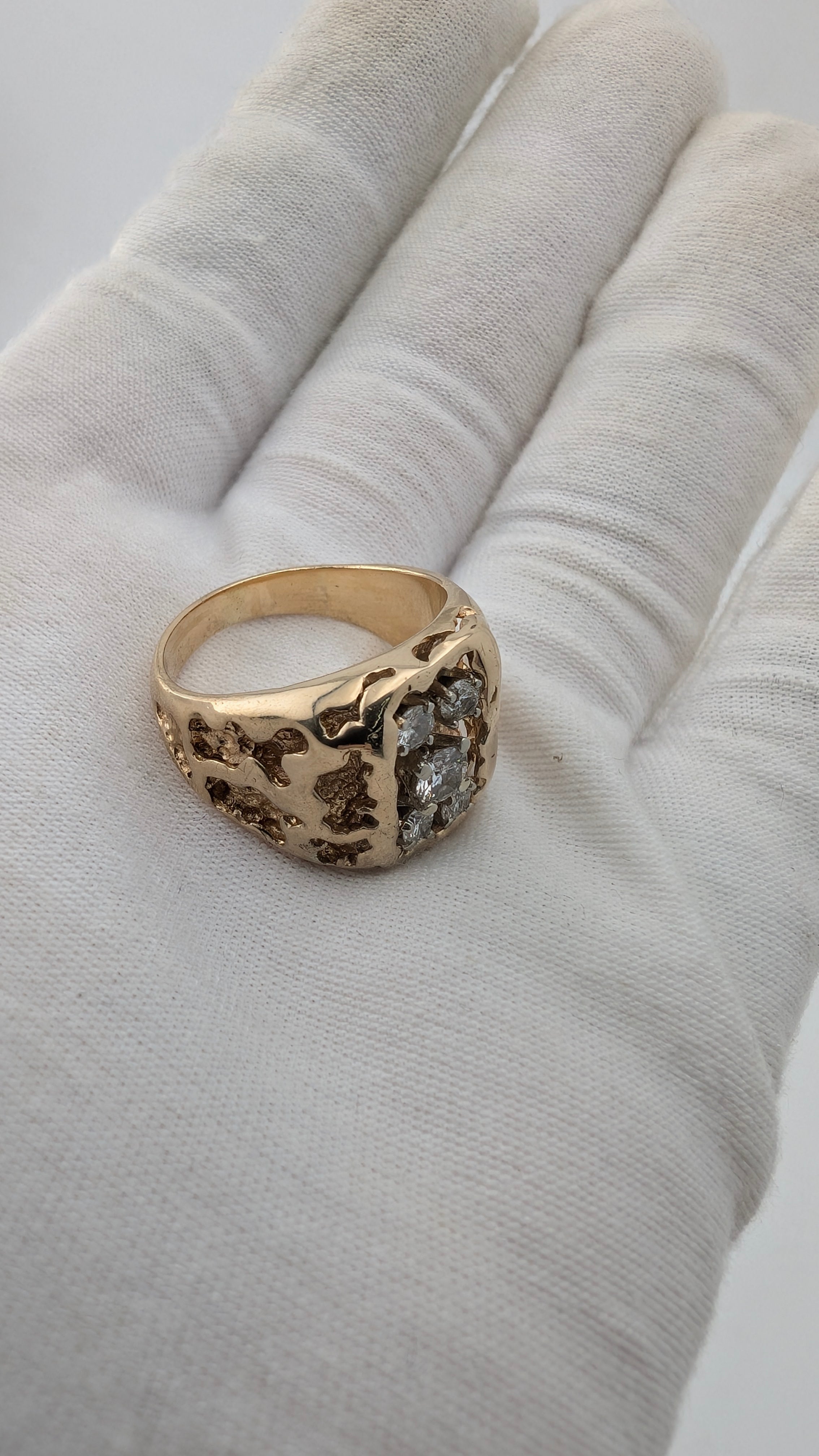 Vintage Custom-Style Diamond Ring – XRF Tested 13.5K Gold – 9.0g – Size 8½