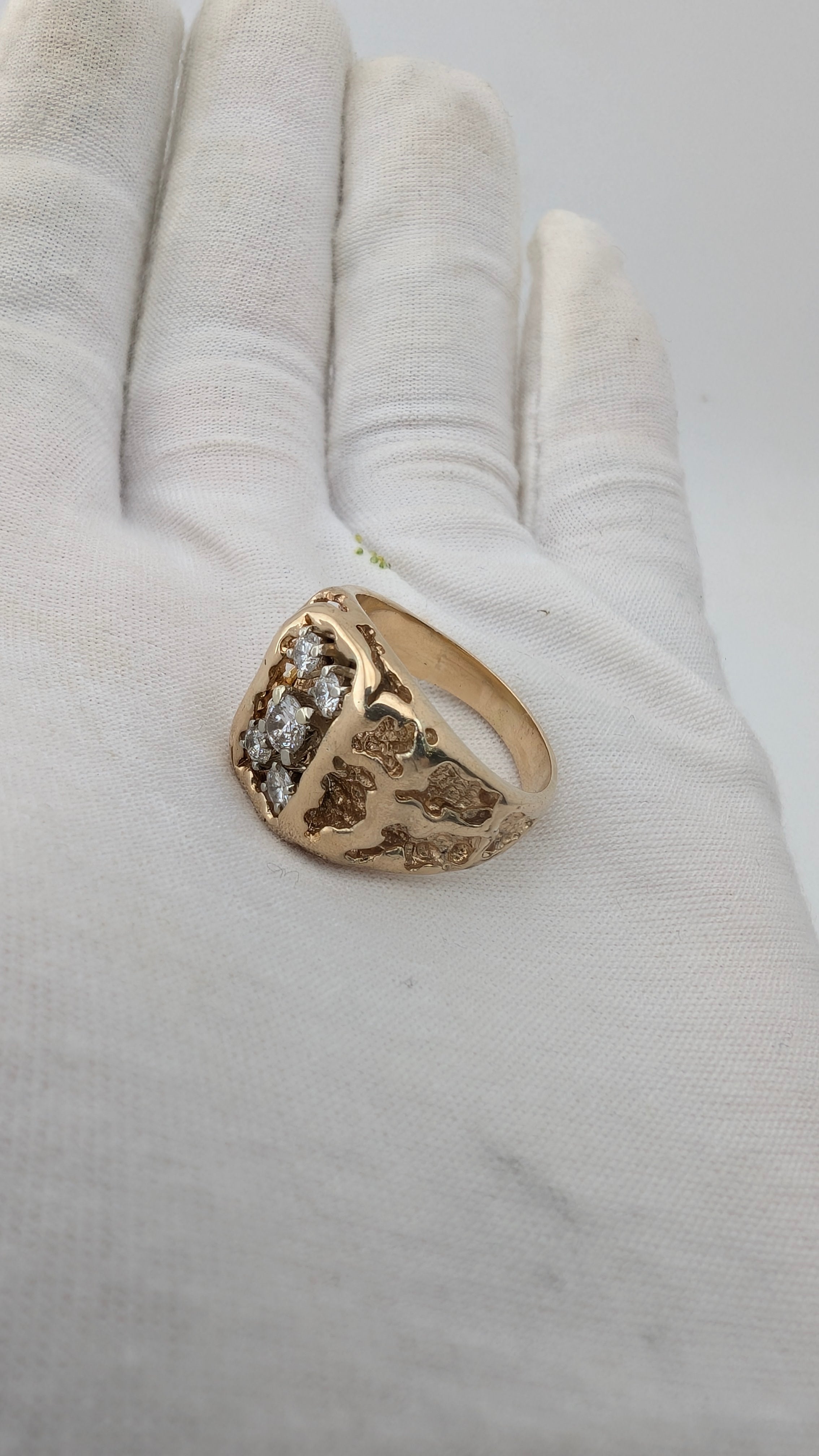 Vintage Custom-Style Diamond Ring – XRF Tested 13.5K Gold – 9.0g – Size 8½