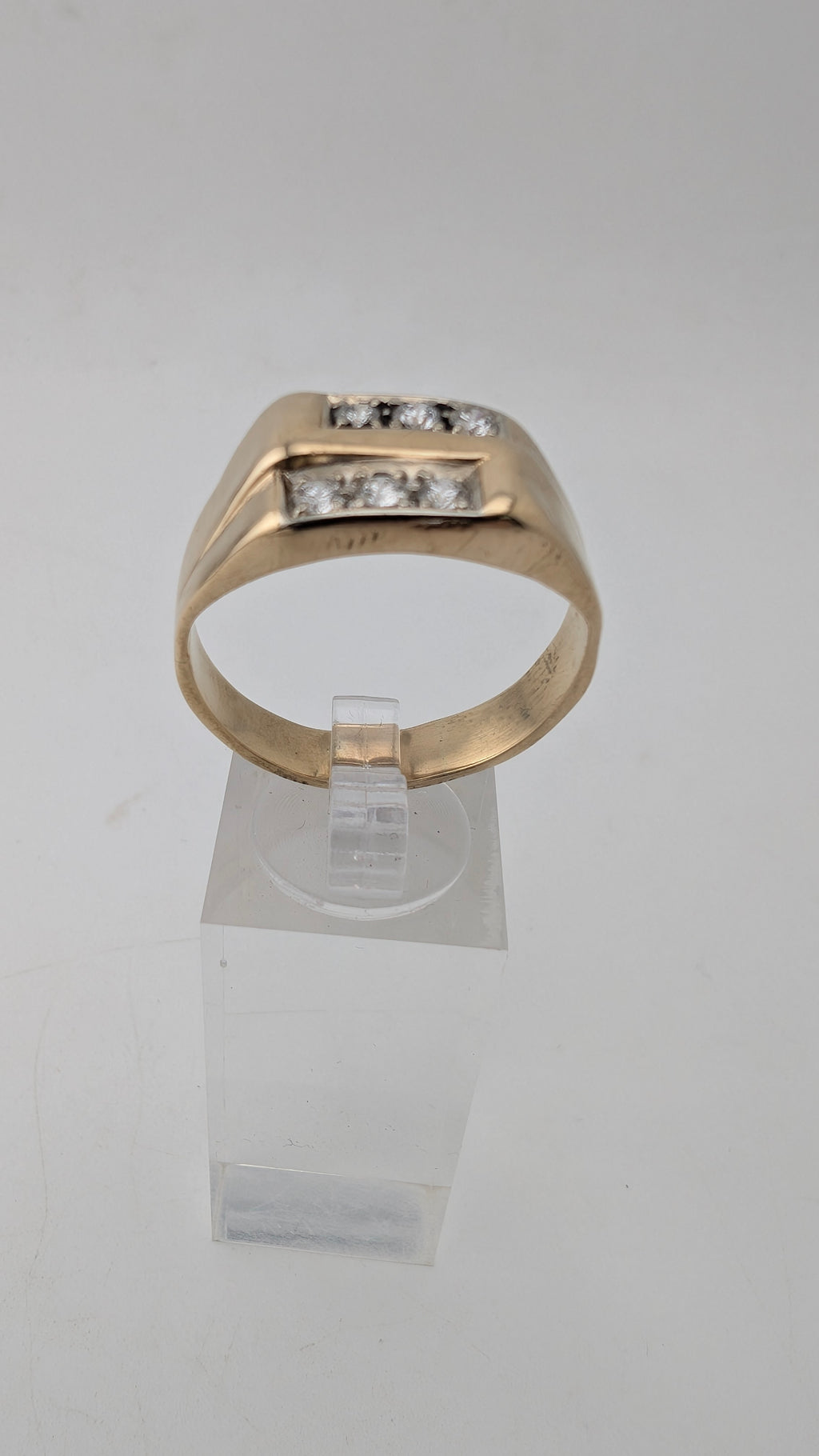 Vintage 14K Yellow Gold Men's Diamond Ring Size 14 – 7.5g