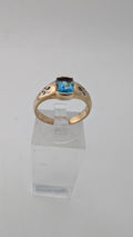 Vintage 9K Gold Blue Gemstone Ring Size 6.75 – 3.35g – Bezel Set