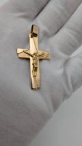 Vintage 10K Gold Italian Crucifix Pendant 46.5mm Solid Gold Jesus Cross 3.91g