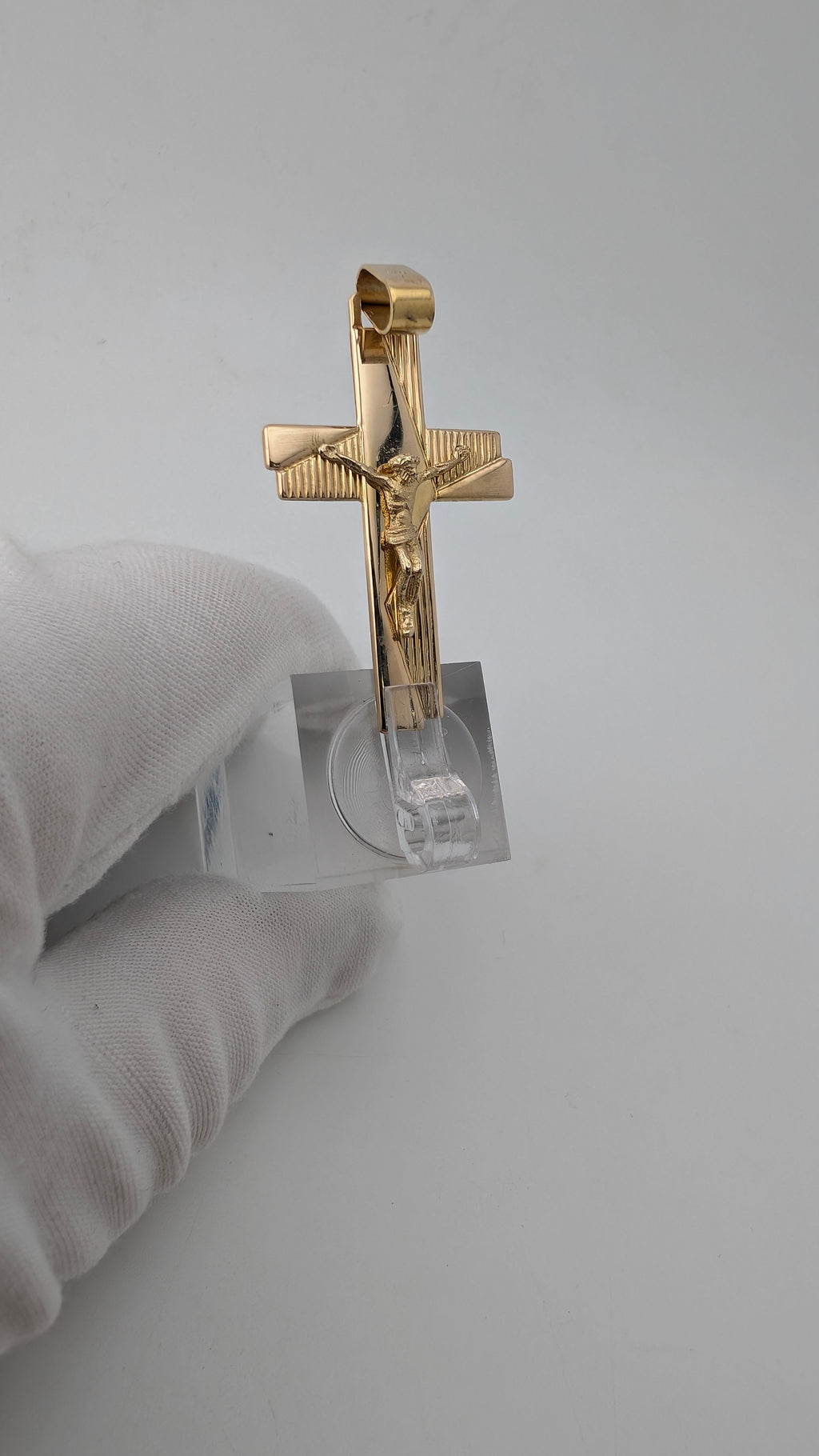 Vintage 10K Gold Italian Crucifix Pendant 46.5mm Solid Gold Jesus Cross 3.91g