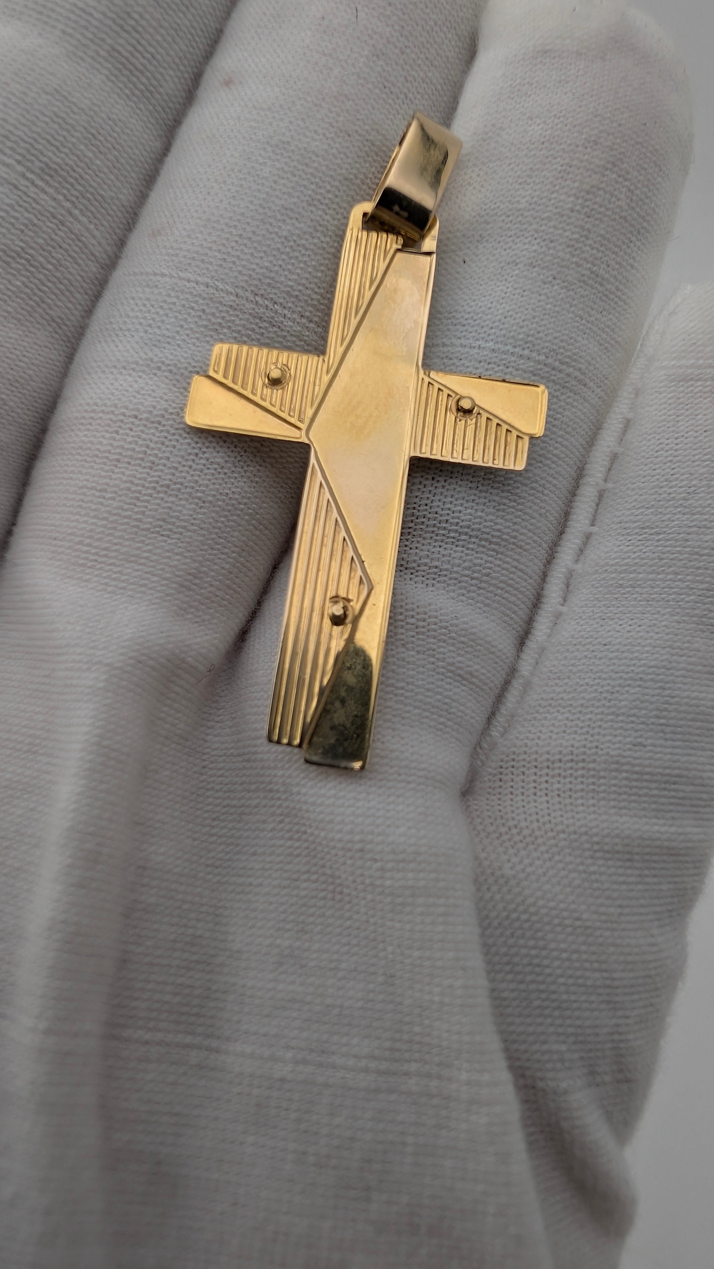 Vintage 10K Gold Italian Crucifix Pendant 46.5mm Solid Gold Jesus Cross 3.91g