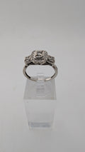 10K White Gold Diamond Halo Engagement Ring Size 7¼ Vintage Inspired