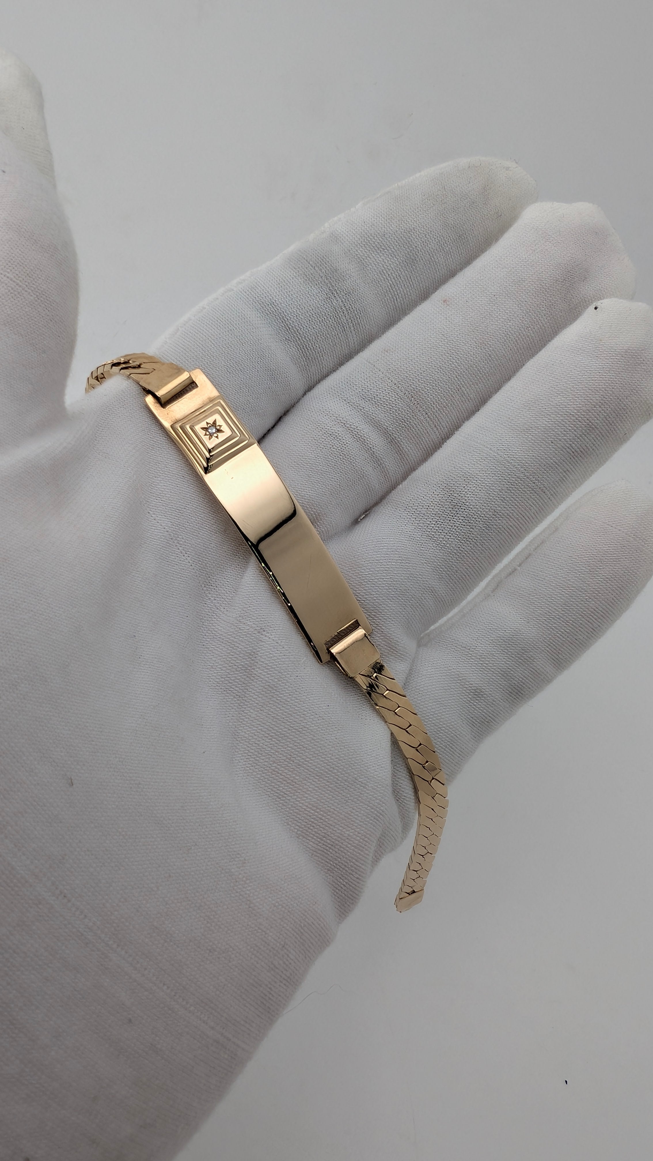 10K Yellow Gold Diamond ID Bracelet 8" 11.26g