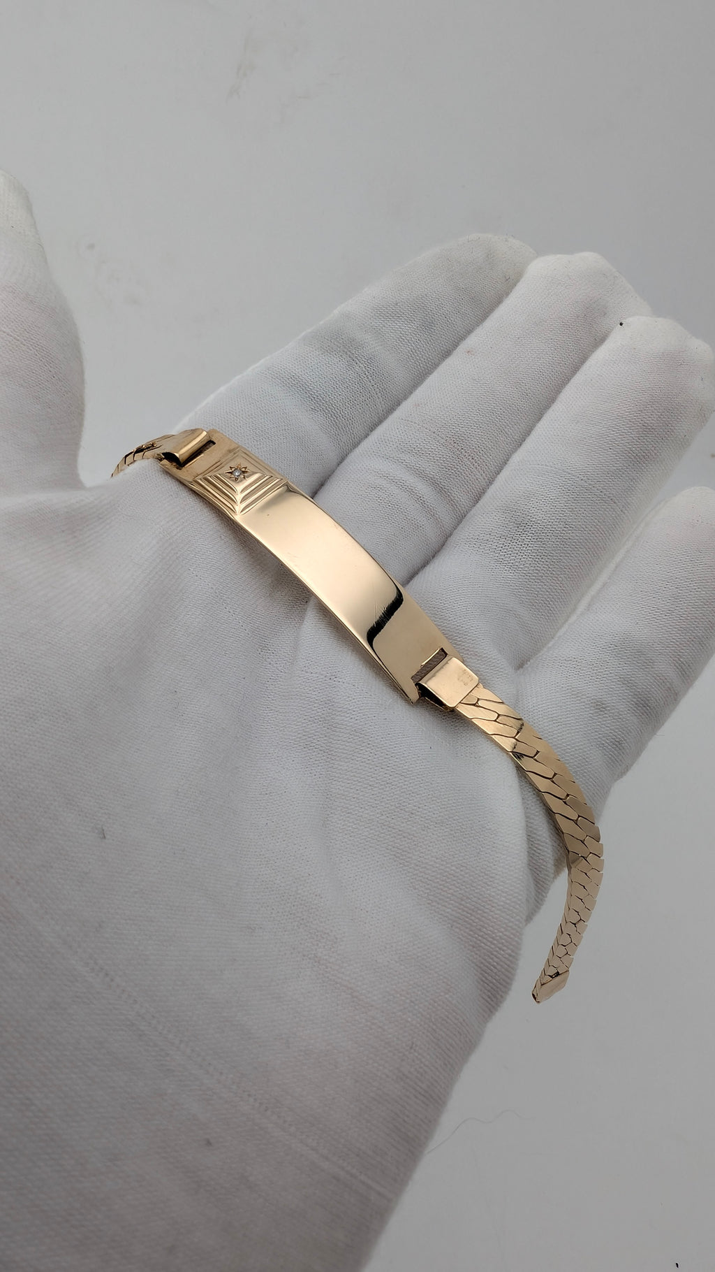 10K Yellow Gold Diamond ID Bracelet 8" 11.26g