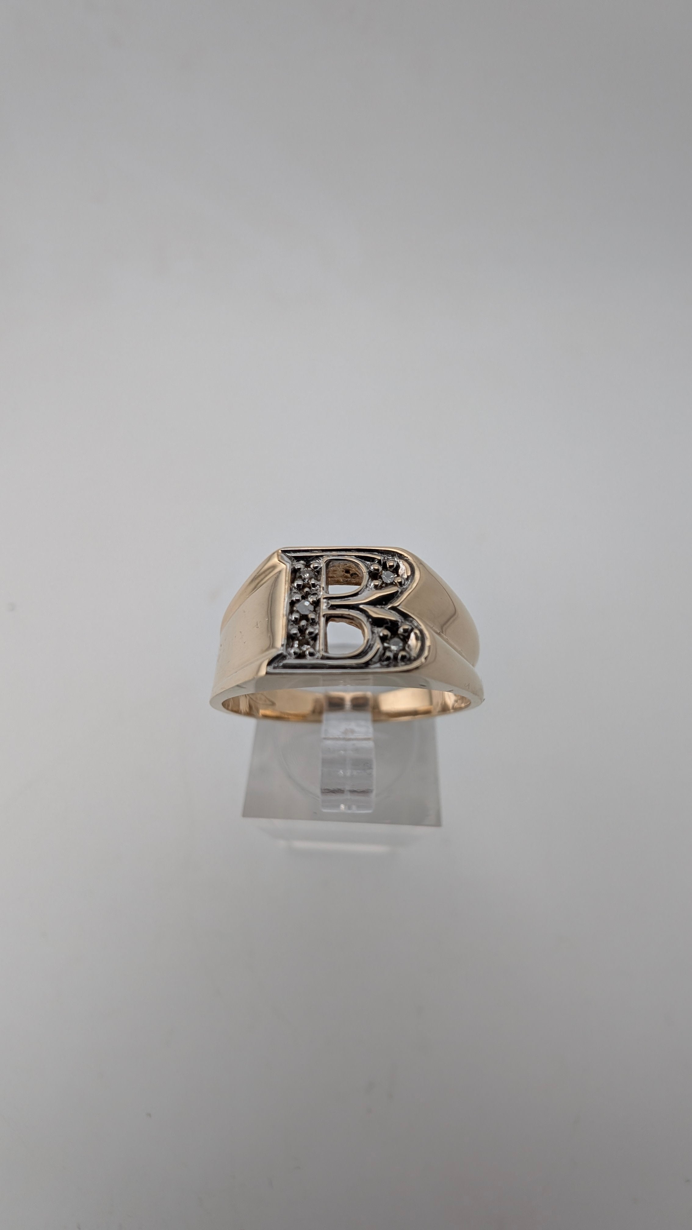 10K Yellow Gold Men's Diamond Initial Ring – Letter "B" | Size 10 | 4.3g