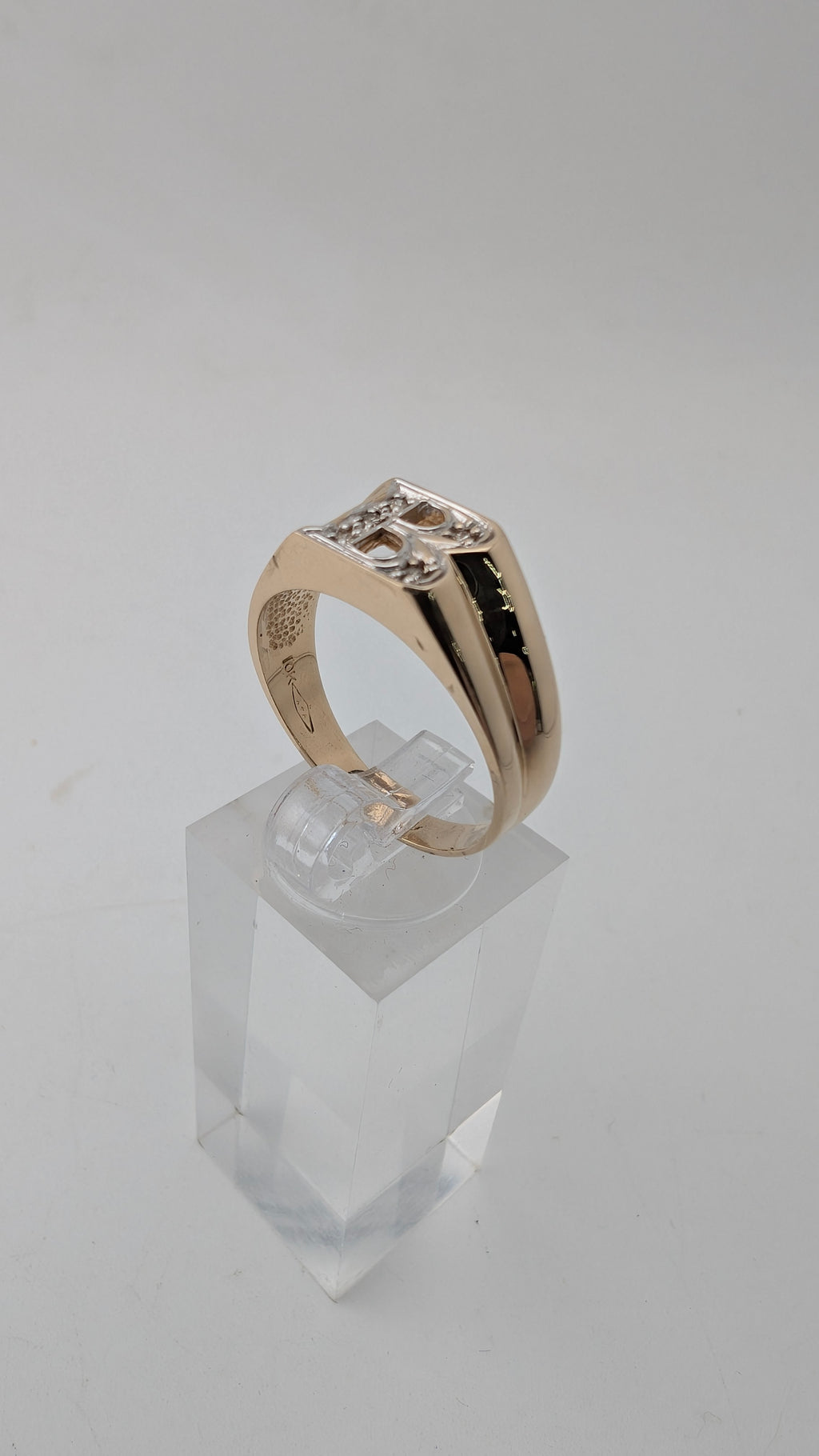 10K Yellow Gold Men's Diamond Initial Ring – Letter "B" | Size 10 | 4.3g