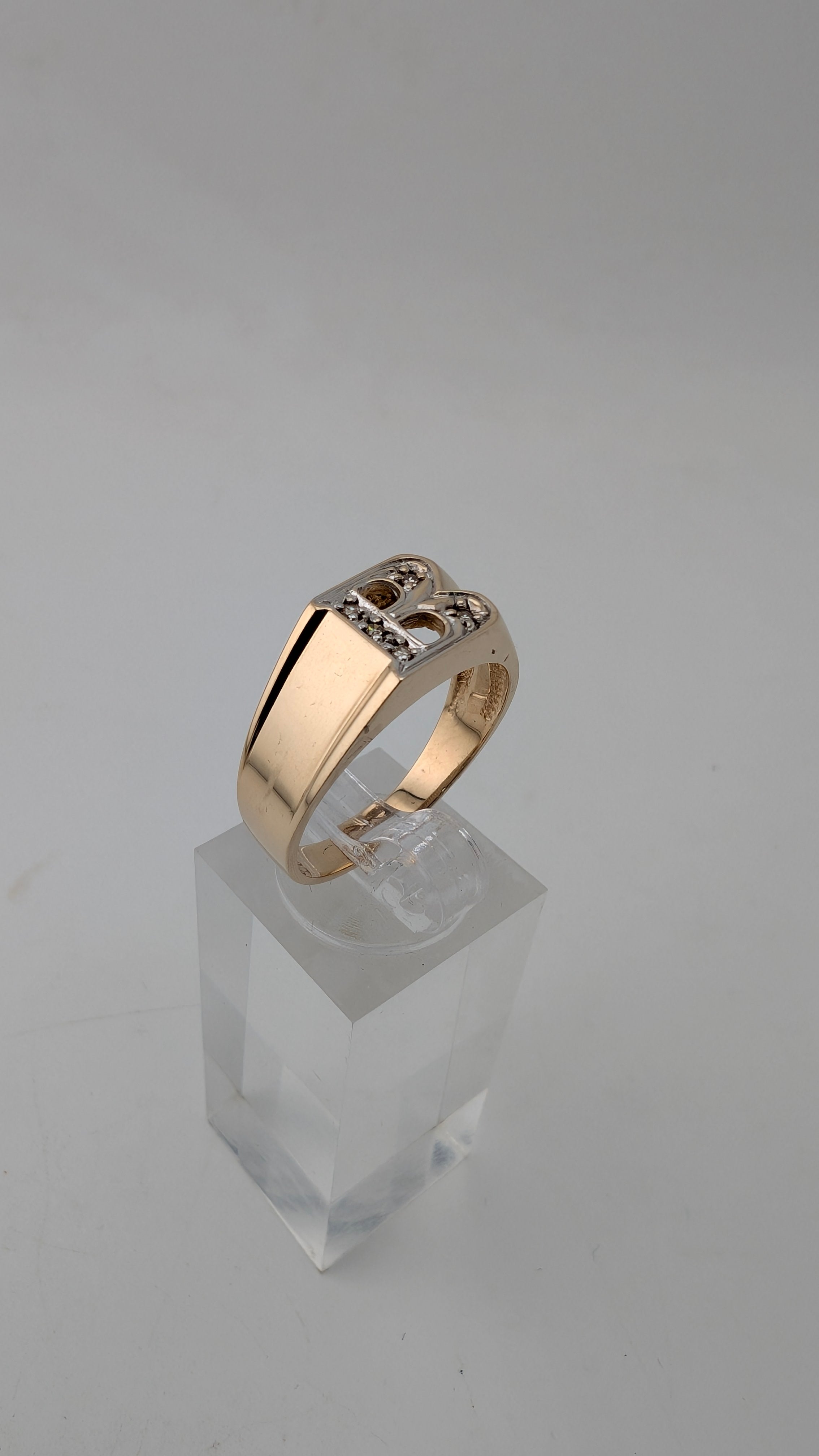 10K Yellow Gold Men's Diamond Initial Ring – Letter "B" | Size 10 | 4.3g