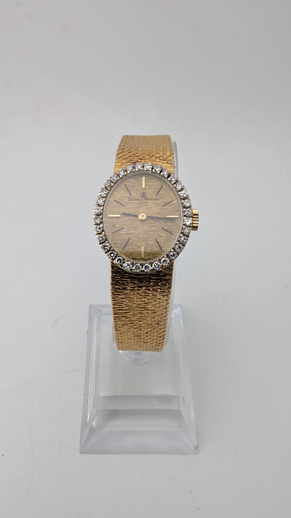 Vintage Baume & Mercier 18K Gold Diamond Bezel Ladies Watch | 48.5g | Manual Wind