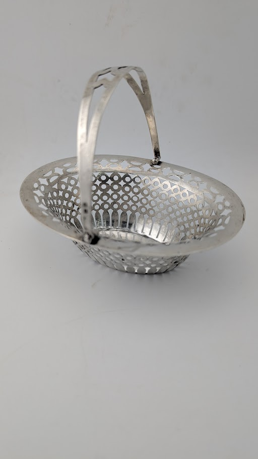 Vintage Birks Sterling Silver Pierced Basket with Swing Handle – 70 Grams